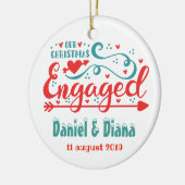 私達の初めてのクリスマスの婚約したな木のオーナメント セラミックオーナメント (左)