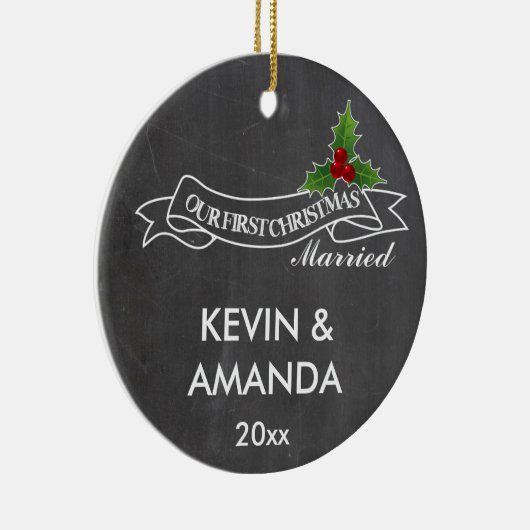 私達の初めてのクリスマスの結婚したな婚約した一緒に セラミックオーナメント (右)