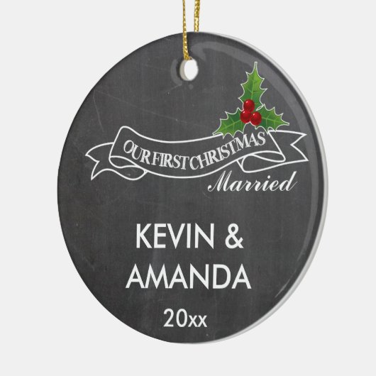 私達の初めてのクリスマスの結婚したな婚約した一緒に セラミックオーナメント (左)