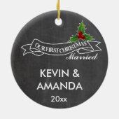 私達の初めてのクリスマスの結婚したな婚約した一緒に セラミックオーナメント (裏面)