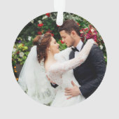 私達の初めてのクリスマスの花の金ゴールドの写真の背部 オーナメント (裏面)