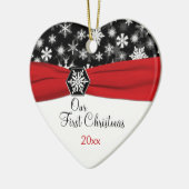 私達の初めてのクリスマスの記念品のオーナメント セラミックオーナメント (左)