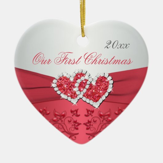 私達の初めてのクリスマスの記念品のオーナメント セラミックオーナメント (正面)