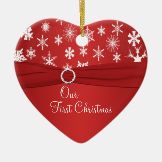 私達の初めてのクリスマスの記念品のオーナメント セラミックオーナメント (正面)