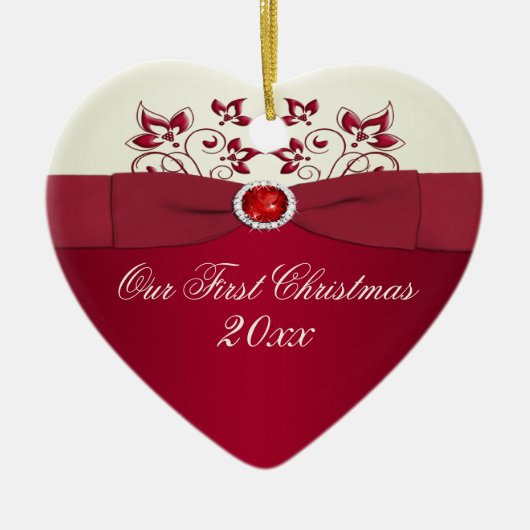 私達の初めてのクリスマスの記念品のオーナメント セラミックオーナメント (正面)