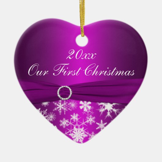 私達の初めてのクリスマスの記念品のオーナメント セラミックオーナメント (正面)