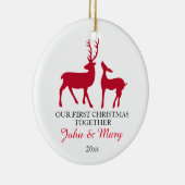 私達の初めてのクリスマスは一緒にシカを飾りましたり、愛します セラミックオーナメント (右)