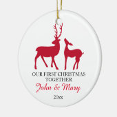 私達の初めてのクリスマスは一緒にシカを飾りましたり、愛します セラミックオーナメント (左)