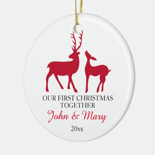 私達の初めてのクリスマスは一緒にシカを飾りましたり、愛します セラミックオーナメント (左)