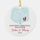 私達の初めてのクリスマスは一緒に鳥を飾りましたり、愛します セラミックオーナメント (正面)