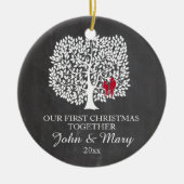 私達の初めてのクリスマスは一緒に鳥を飾りましたり、愛します セラミックオーナメント (正面)