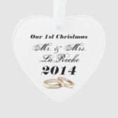 私達の初めてのクリスマスカスタマイズ可能な氏及び夫人 オーナメント (裏面)