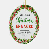 私達の初めてのクリスマス婚約したな|のクリスマスのリース セラミックオーナメント (右)