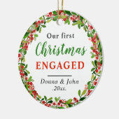 私達の初めてのクリスマス婚約したな|のクリスマスのリース セラミックオーナメント (左)