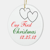 "私達の初めてのクリスマス"のオーナメント セラミックオーナメント (左)