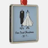 私達の初めてのクリスマス*結婚式の落書き メタルオーナメント (右)