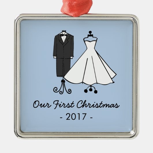 私達の初めてのクリスマス*結婚式の落書き メタルオーナメント (正面)