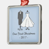 私達の初めてのクリスマス*結婚式の落書き メタルオーナメント (左)