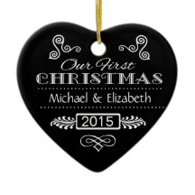 私達の初めてのクリスマス-黒い黒板のハート