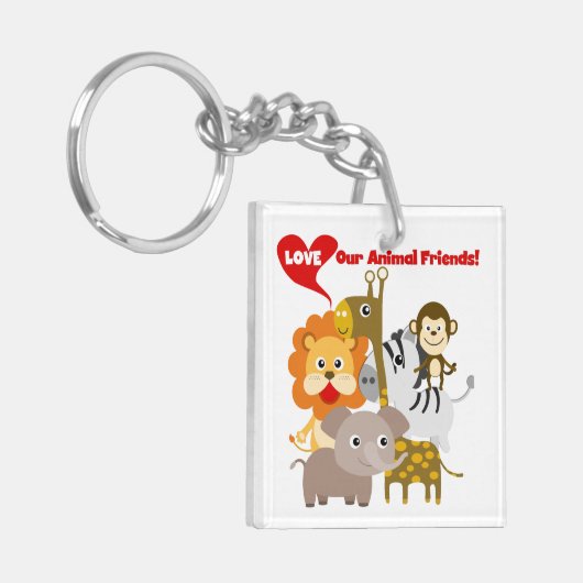 私達の動物の友人を愛して下さい キーホルダー (正面左)