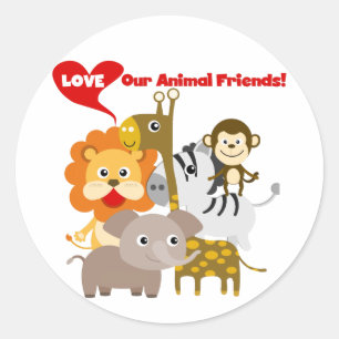 私達の動物の友人を愛して下さい ラウンドシール