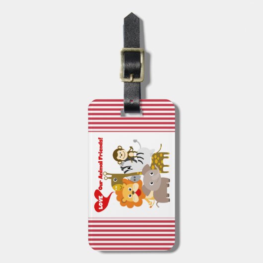 私達の動物の友人を愛して下さい ラゲッジタグ (正面縦)