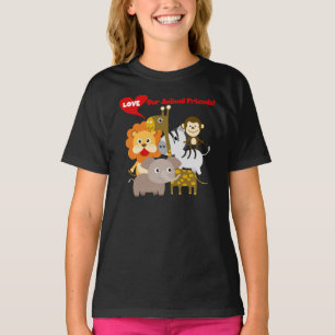 私達の動物の友人を愛して下さい Tシャツ