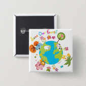 私達の地球のバッジを救って下さい 缶バッジ (正面&裏面)