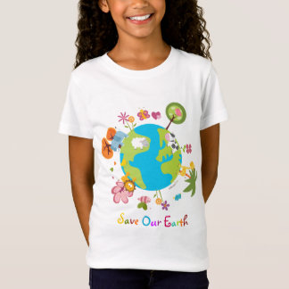 私達の地球の子供のティーを救って下さい Tシャツ