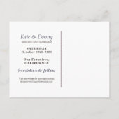 私達の大きい日付の結婚式の郵便はがきを救って下さい 案内ポストカード (裏面)