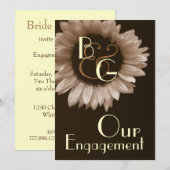 私達の婚約-クリーム色のヒマワリ 招待状 (正面/裏面)