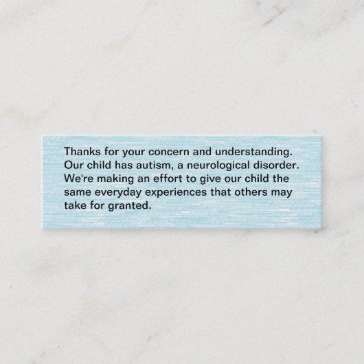 私達の子供は自閉症-カード--を経験します コーリングカード (正面)