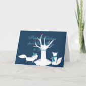 私達の家からのあなたのへのキツネのクリスマスツリー シーズンカード (正面)