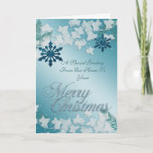 私達の家からのあなたのへの青いクリスマスの挨拶 シーズンカード (正面)