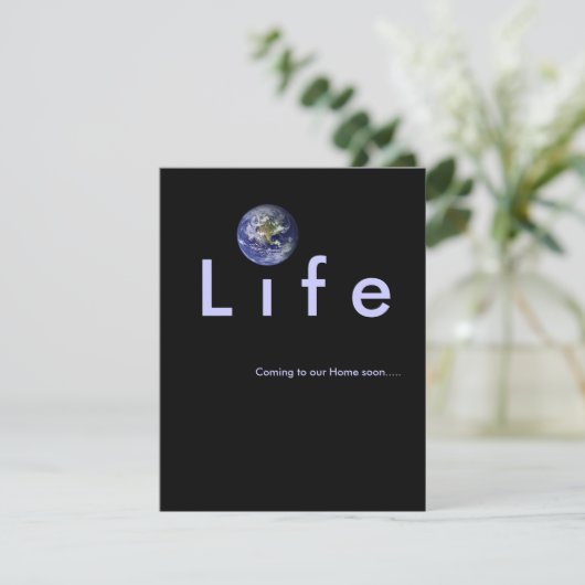 私達の家へすぐに来ること: ベビーシャワーの招待 招待状 (スタンド正面)