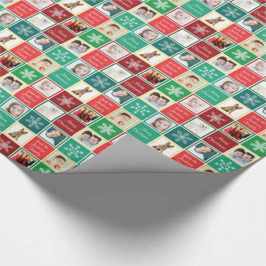 私達の家族8の写真のテンプレートからのメリークリスマス ラッピングペーパー (角)