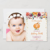 私達の小さいカボチャバーガンディの花の誕生日の写真 招待状 (正面)