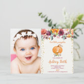 私達の小さいカボチャバーガンディの花の誕生日の写真 招待状 (スタンド正面)