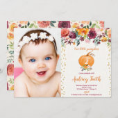 私達の小さいカボチャバーガンディの花の誕生日の写真 招待状 (正面/裏面)