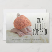 私達の小さいカボチャ柔らかく黒い誕生の発表 案内状 (正面)