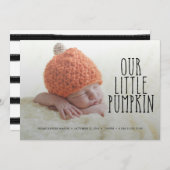 私達の小さいカボチャ柔らかく黒い誕生の発表 案内状 (正面/裏面)