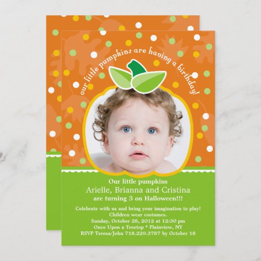 "私達の小さいカボチャ"誕生日のパーティの招待状 招待状 (正面/裏面)