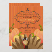 私達の小さいトルコの感謝祭の誕生日の招待状 招待状 (正面/裏面)