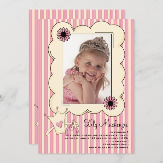 私達の小さいプリンセスの写真の誕生日の招待状 招待状 (正面/裏面)