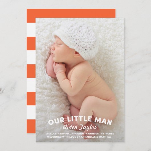 私達の小さい人の誕生の発表 案内状 (正面/裏面)