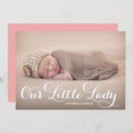 私達の小さい女性|誕生の発表 案内状 (正面/裏面)