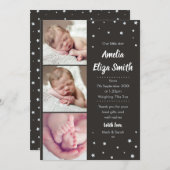 私達の小さい星の新生児のサンキューカード 案内状 (正面/裏面)