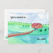 私達の小屋への招待状、流れの郵便はがきによる小屋 インビテーションポストカード (正面/裏面)