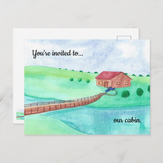 私達の小屋への招待状、流れの郵便はがきによる小屋 インビテーションポストカード (正面/裏面)