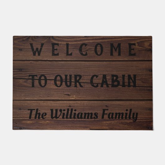 私達の小屋またはあなたの文字の木の一見への歓迎 ドアマット (正面)